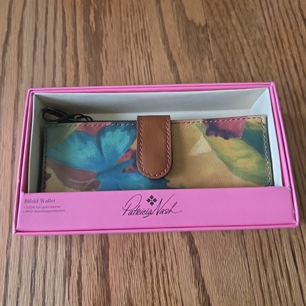 Patrcia Nash Nazari Butterfly Leather RFID Bifold Wallet NIB